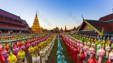 什么phra哈里蓬柴寺庙灯笼装饰lamphun泰国变焦
